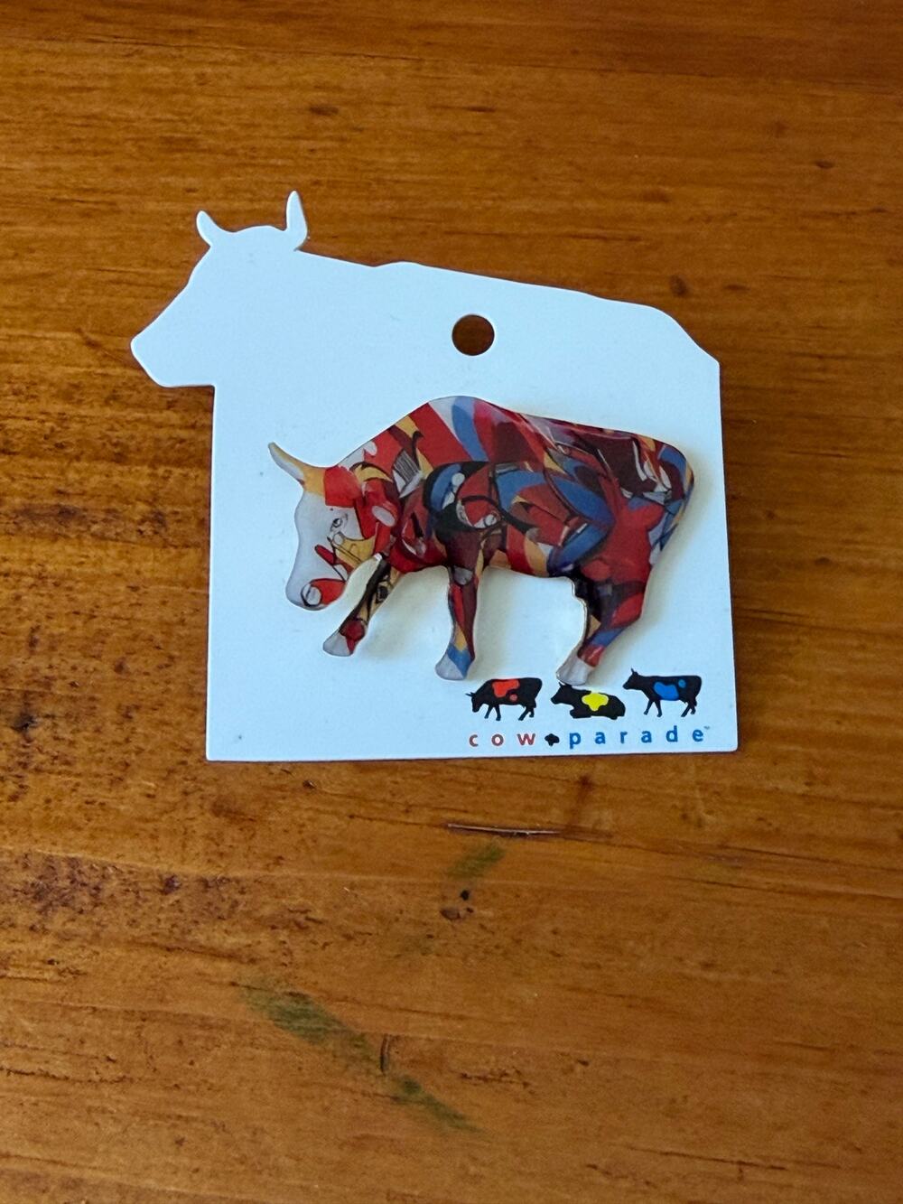 CowParade Colorful Cow Pin Multicolor Art Acrylic Statement Pin Collectable